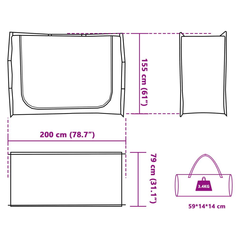 vidaXL Tente de rangement gris imperméable