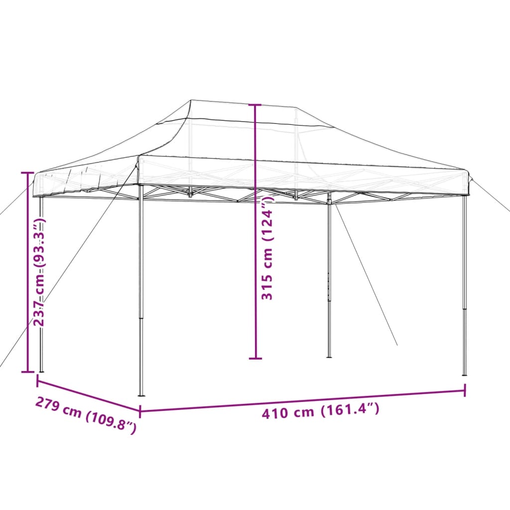 vidaXL Tente de réception pliable escamotable beige 410x279x315 cm