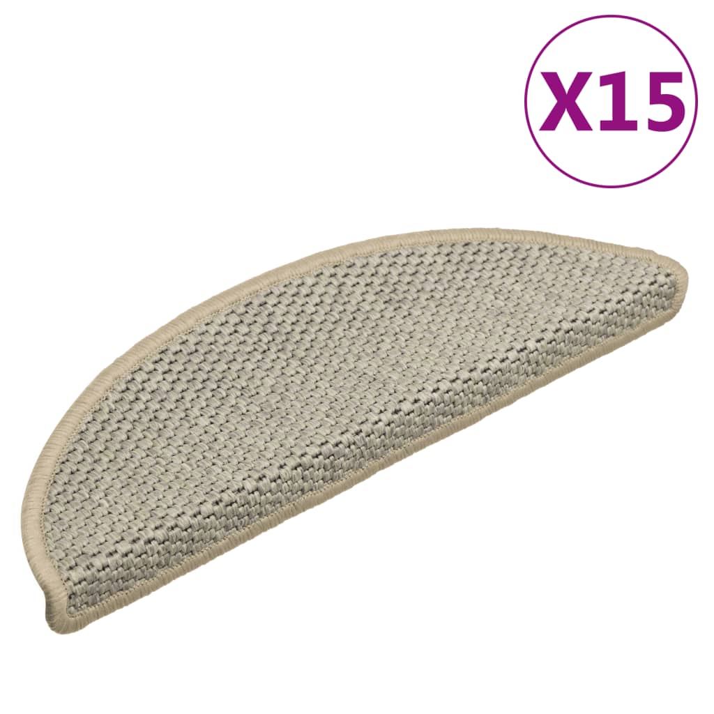 vidaXL Tapis d'escalier autocollants aspect sisal 15 pcs 56x17x3 cm