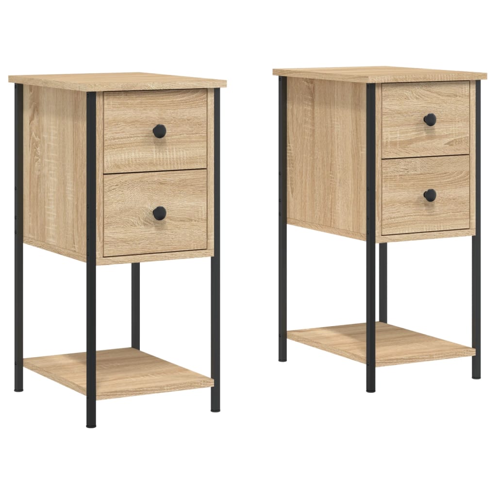 vidaXL Tables de chevet 2pcs chêne sonoma 32x42x70cm bois d'ingénierie