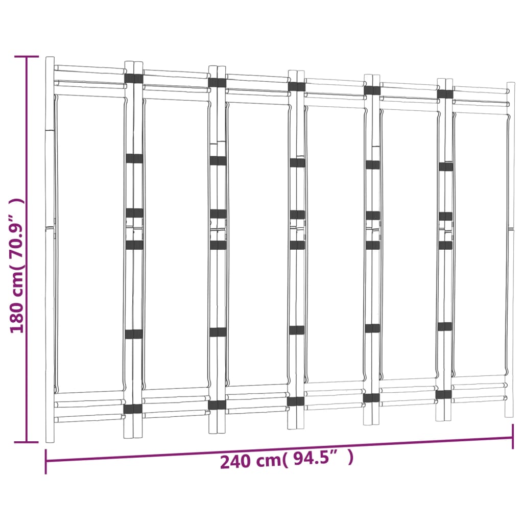 vidaXL Cloison de séparation pliante 6 panneaux 240 cm Bambou et toile