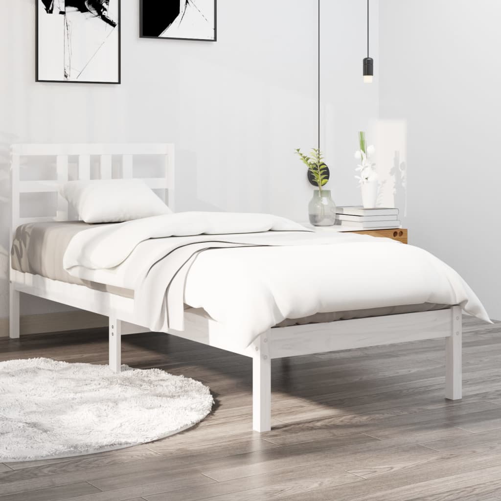 vidaXL Cadre de lit sans matelas blanc 100x200 cm bois massif