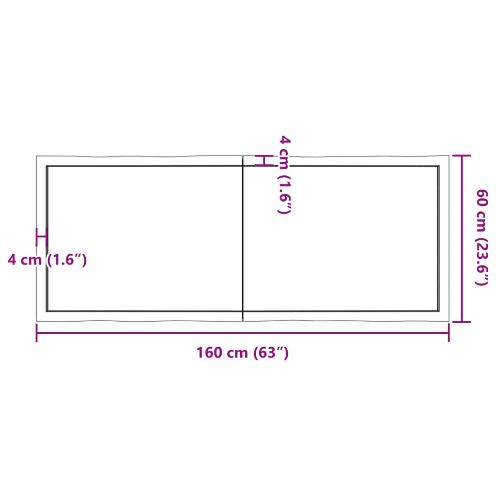 vidaXL Dessus de table bois massif non traité bordure assortie