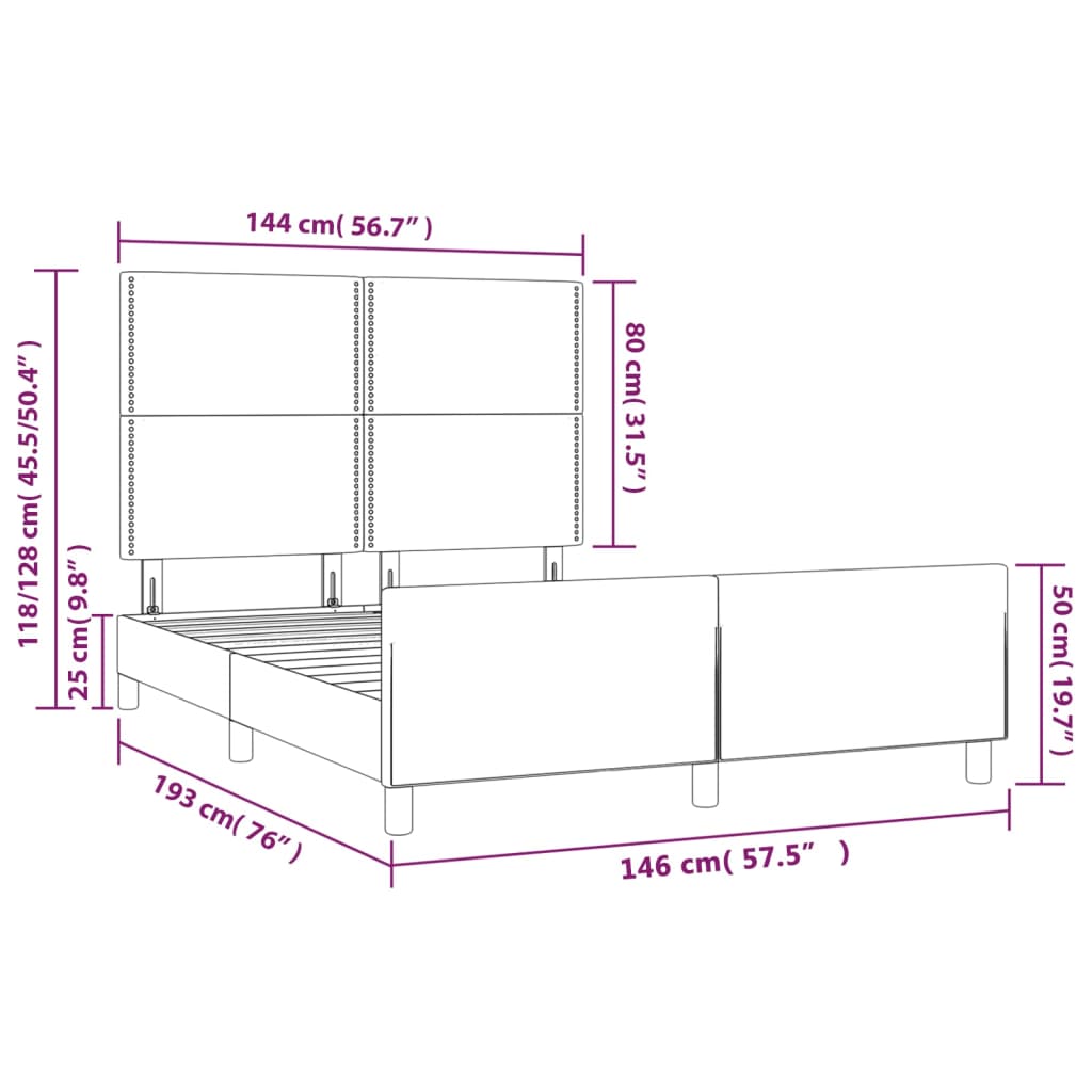 vidaXL Cadre de lit sans matelas marron foncé 140x190 cm tissu