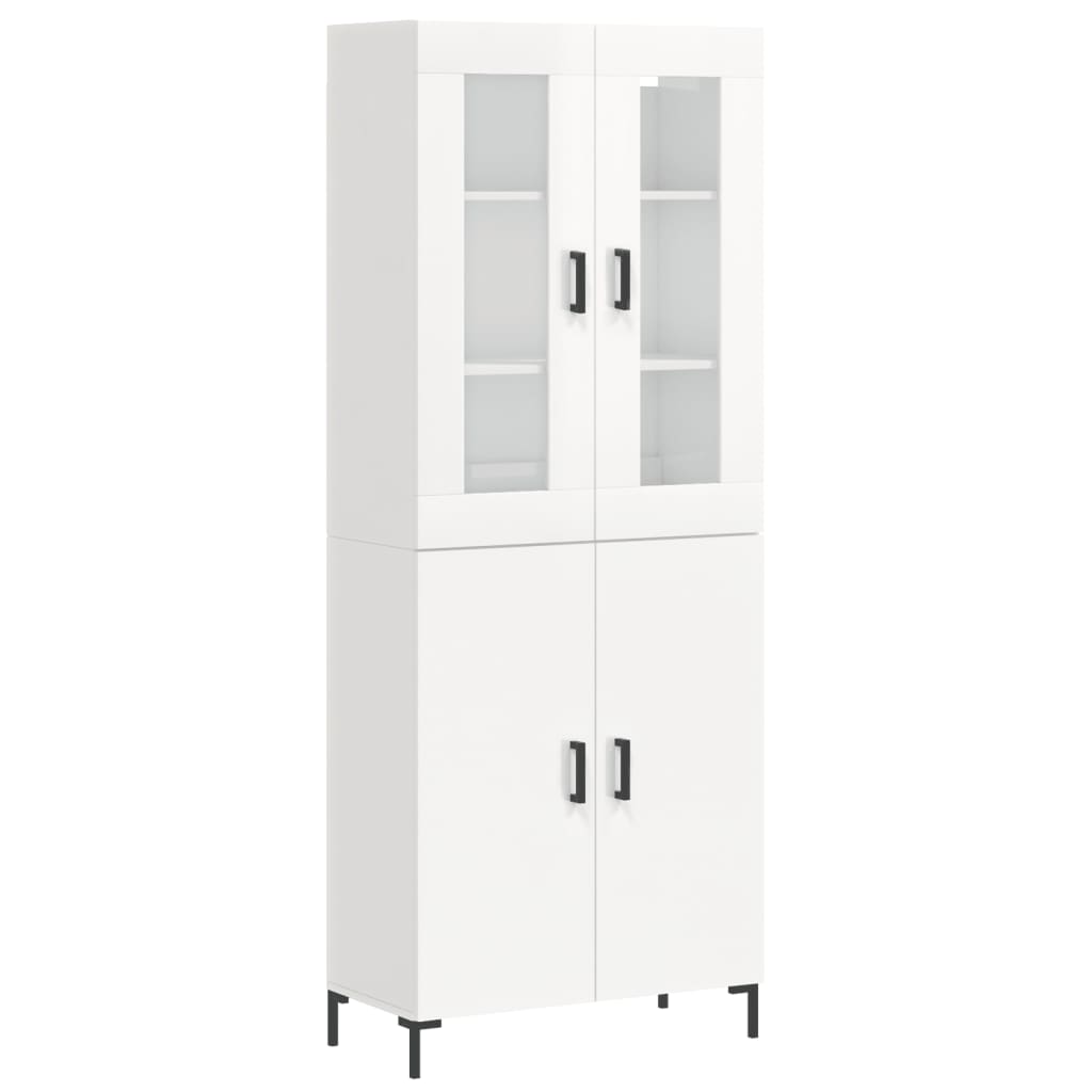 vidaXL Buffet haut Blanc brillant 69,5x34x180 cm Bois d'ingénierie