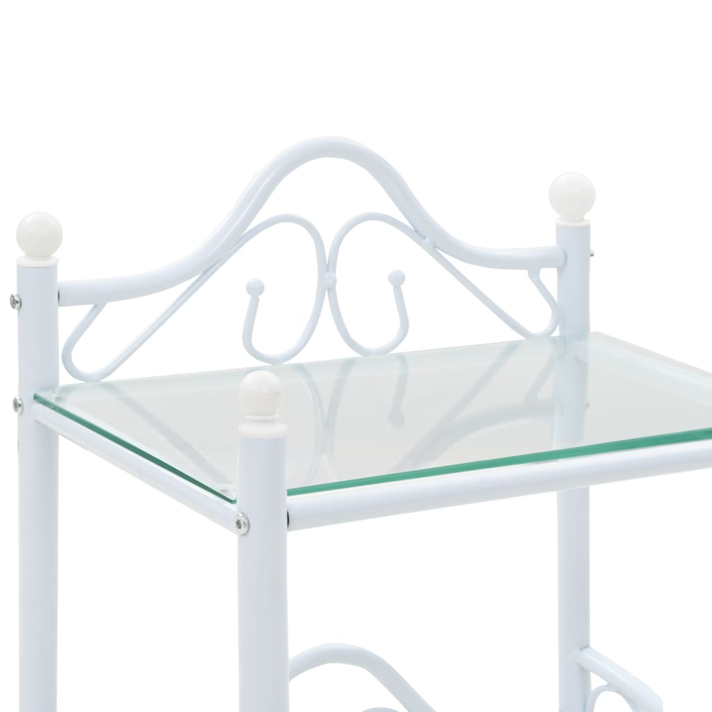 vidaXL Table de chevet 2 pcs Acier et verre trempé 45x30,5x60 cm Blanc