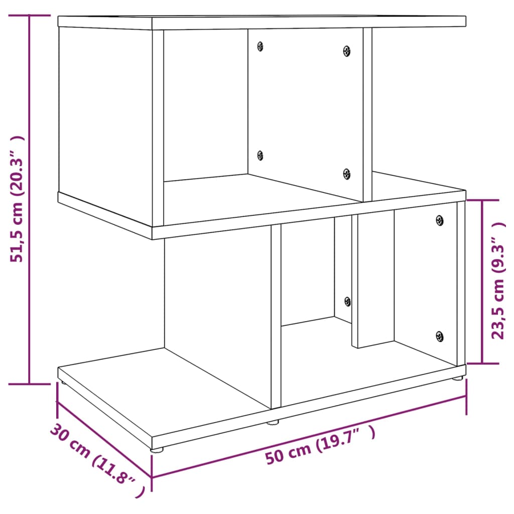 vidaXL Table de chevet 2pcs Sonoma gris 50x30x51,5cm Bois d'ingénierie