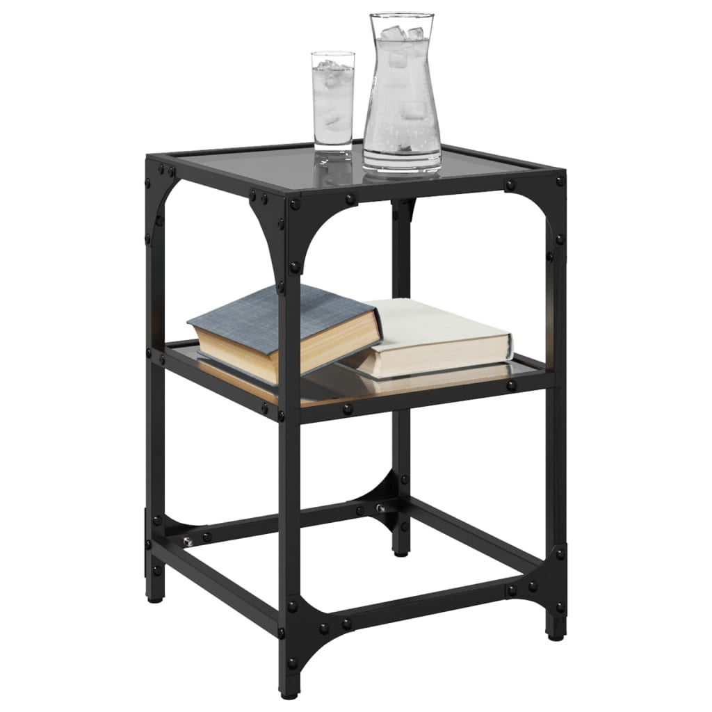 vidaXL Tables basses avec dessus en verre noir 2 pcs 30x30x45 cm acier