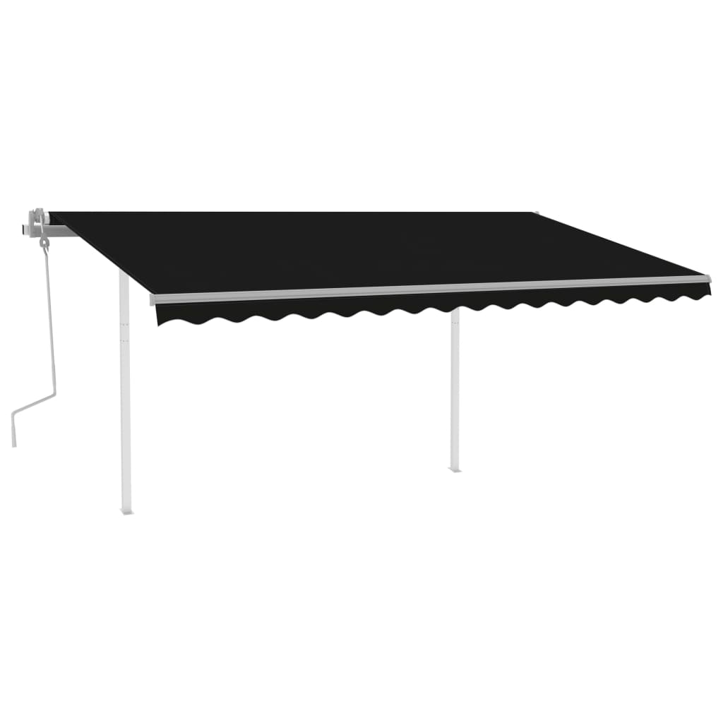 vidaXL Auvent manuel rétractable avec poteaux 4,5x3 m Anthracite