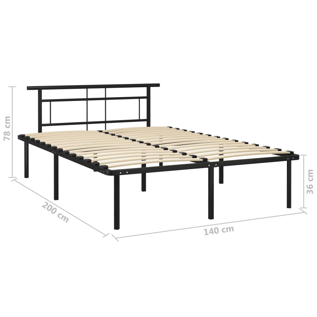 vidaXL Cadre de lit sans matelas noir métal 140x200 cm