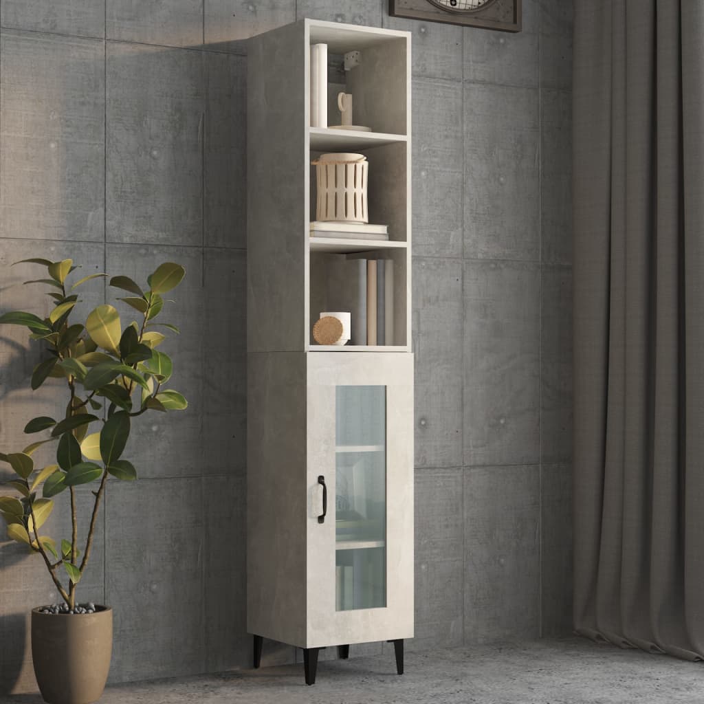 vidaXL Armoire murale Gris béton 34,5x32,5x90 cm Bois d'ingénierie