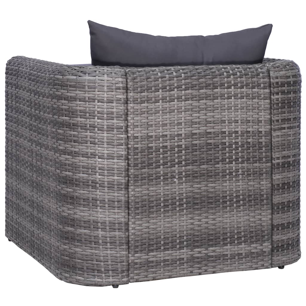 vidaXL Salon de jardin 7 pcs avec coussins Résine tressée Gris