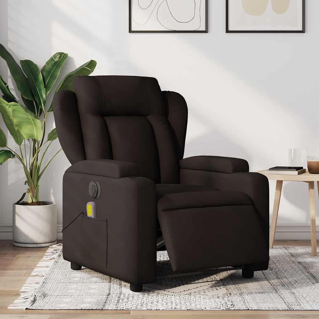 vidaXL Fauteuil de massage inclinable électrique Marron foncé Tissu