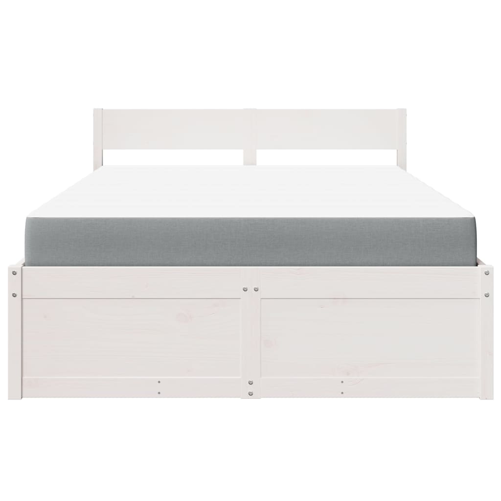 vidaXL Lit avec tiroirs et matelas blanc 140x190 cm bois massif de pin