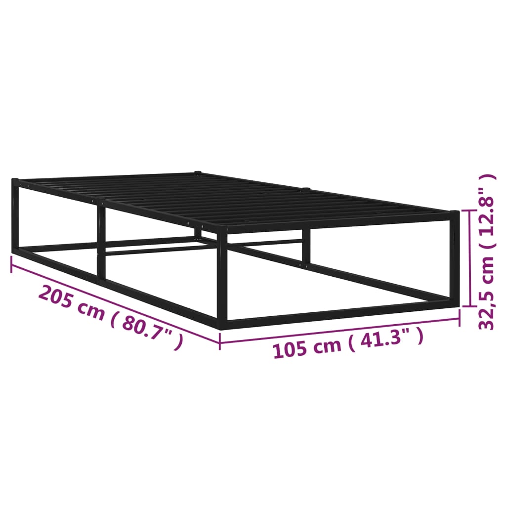 vidaXL Cadre de lit sans matelas noir métal 100x200 cm