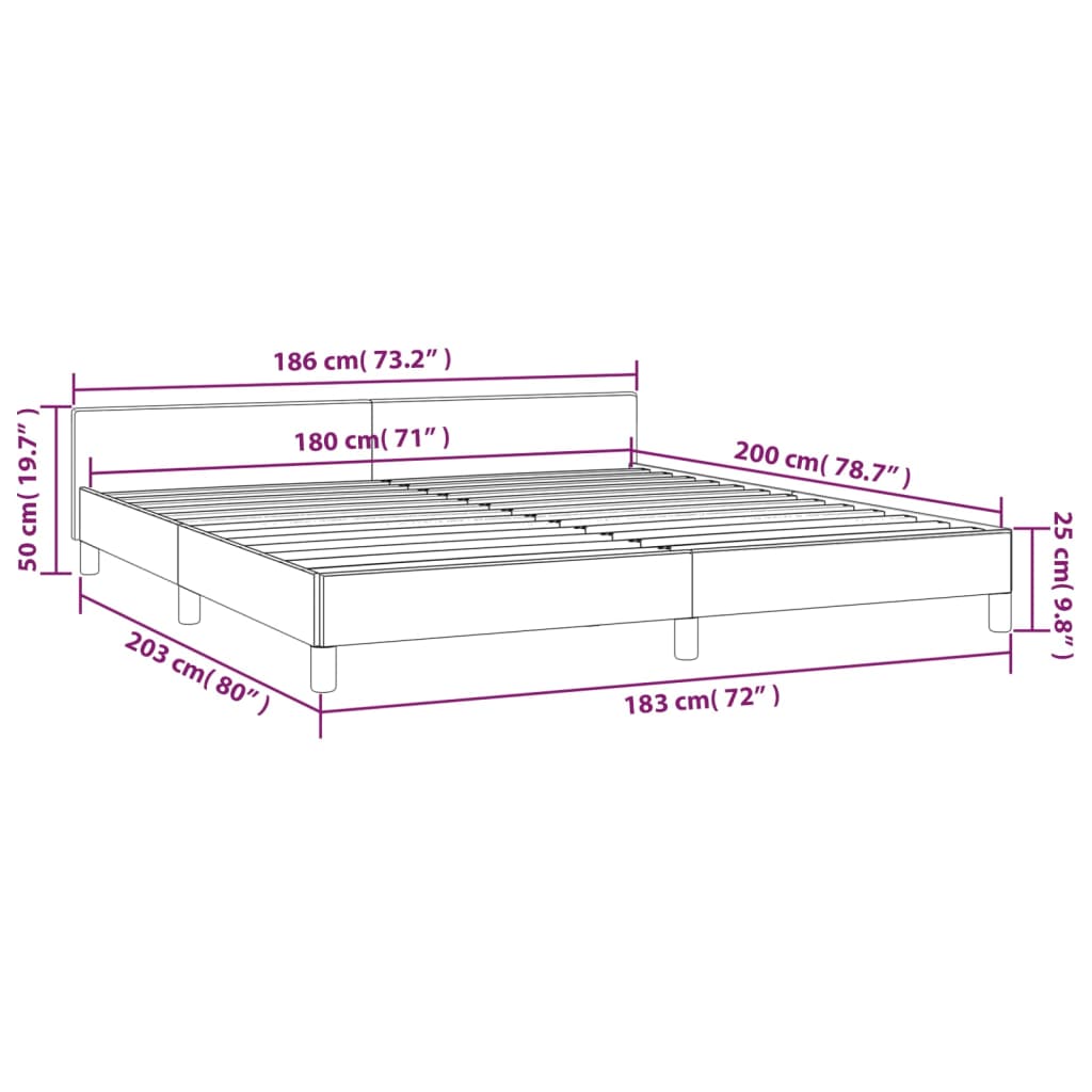 vidaXL Cadre de lit sans matelas gris foncé 180x200 cm velours