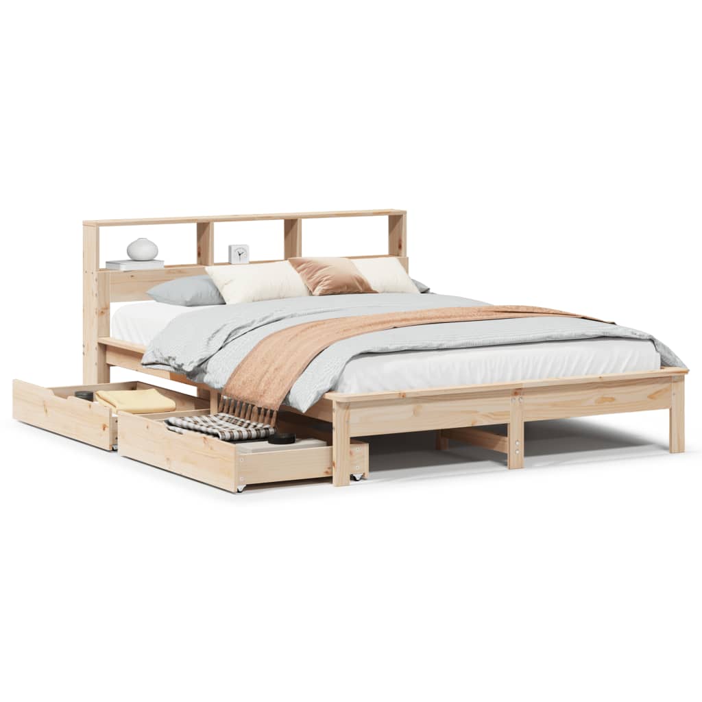 vidaXL Lit bibliothèque sans matelas 140x190 cm bois de pin massif