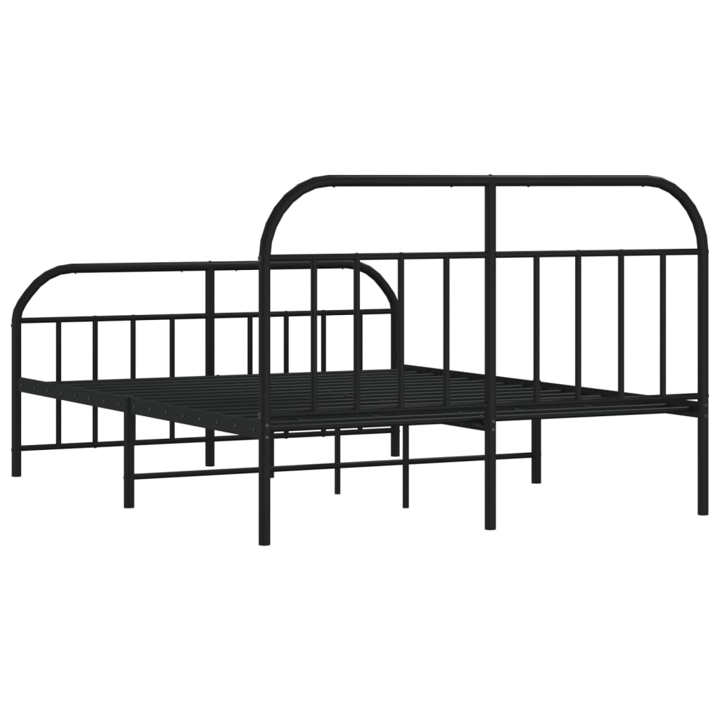 vidaXL Cadre de lit métal sans matelas avec pied de lit noir 140x200cm