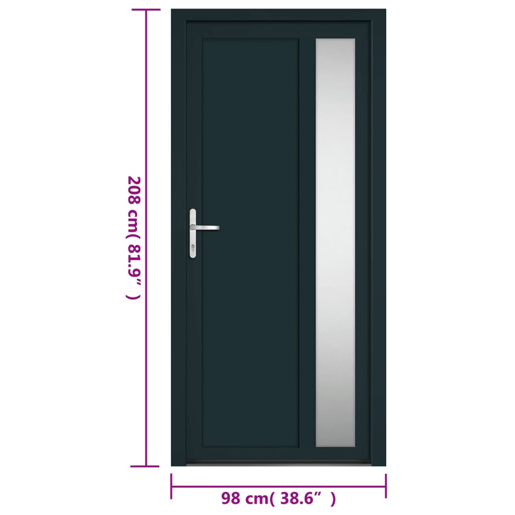 vidaXL Porte d'entrée anthracite 98x208 cm PVC