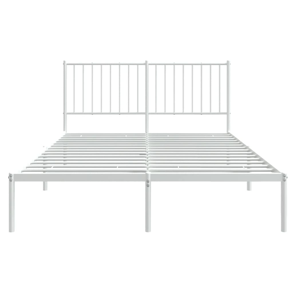 vidaXL Cadre de lit métal sans matelas et tête de lit blanc 135x190 cm