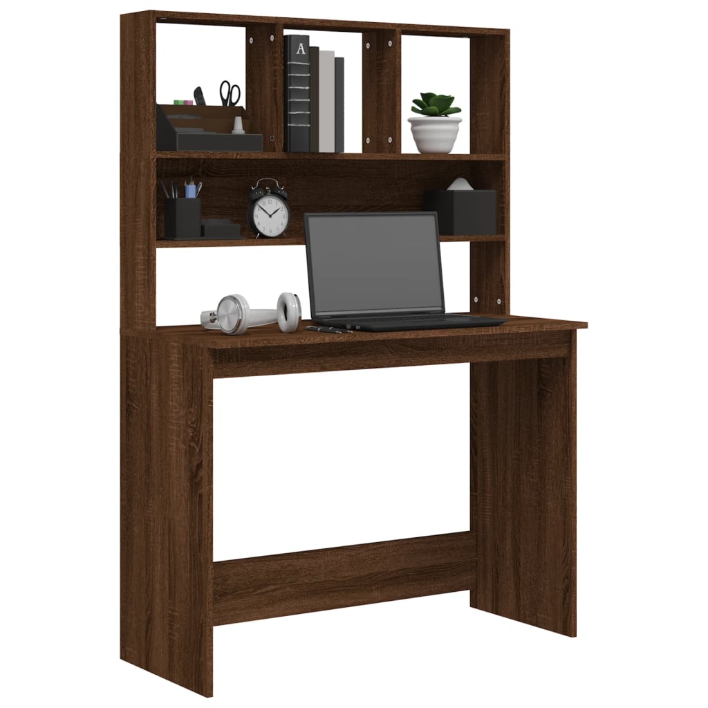 vidaXL Bureau et étagères Chêne marron 102x45x148 cm Bois d'ingénierie