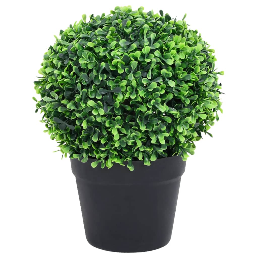 vidaXL Plantes de buis artificiel 2 pcs avec pots Boule Vert 27 cm