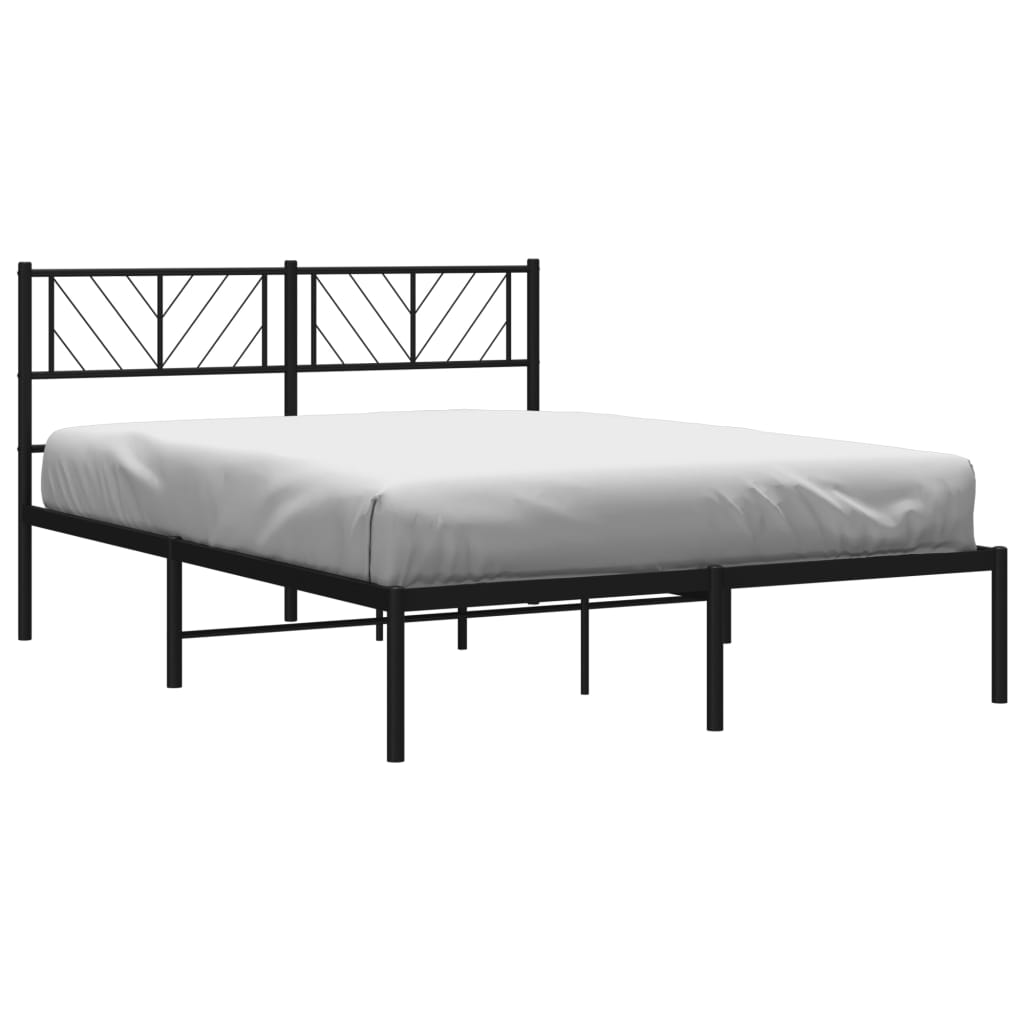 vidaXL Cadre de lit métal sans matelas avec tête de lit noir 120x190cm