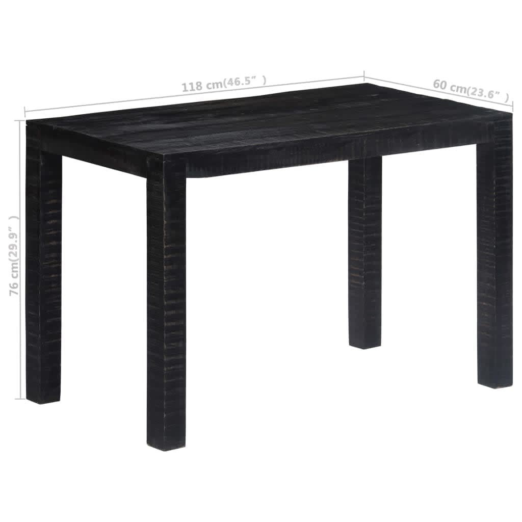 vidaXL Table à dîner Noir 118x60x76 cm Bois de manguier massif