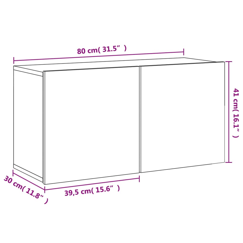 vidaXL Meuble TV mural sonoma gris 80x30x41 cm