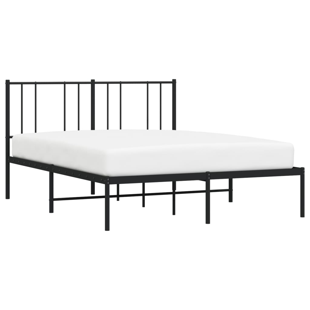 vidaXL Cadre de lit métal sans matelas avec tête de lit noir 135x190cm