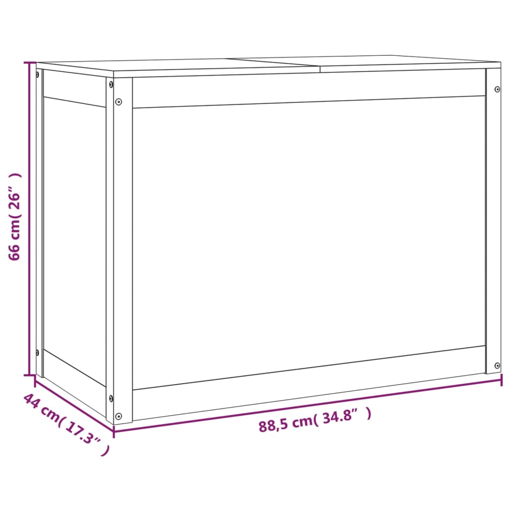 vidaXL Boîte à linge Noir 88,5x44x66 cm Bois massif de pin