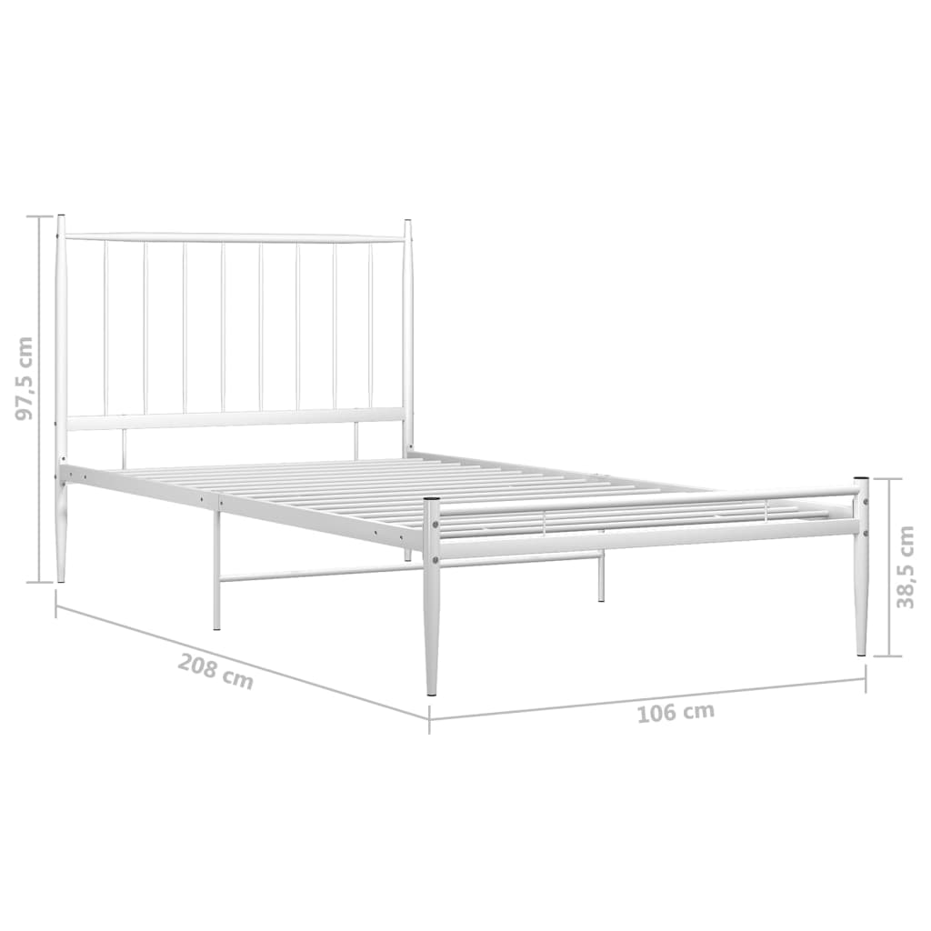 vidaXL Cadre de lit sans matelas blanc métal 100x200 cm