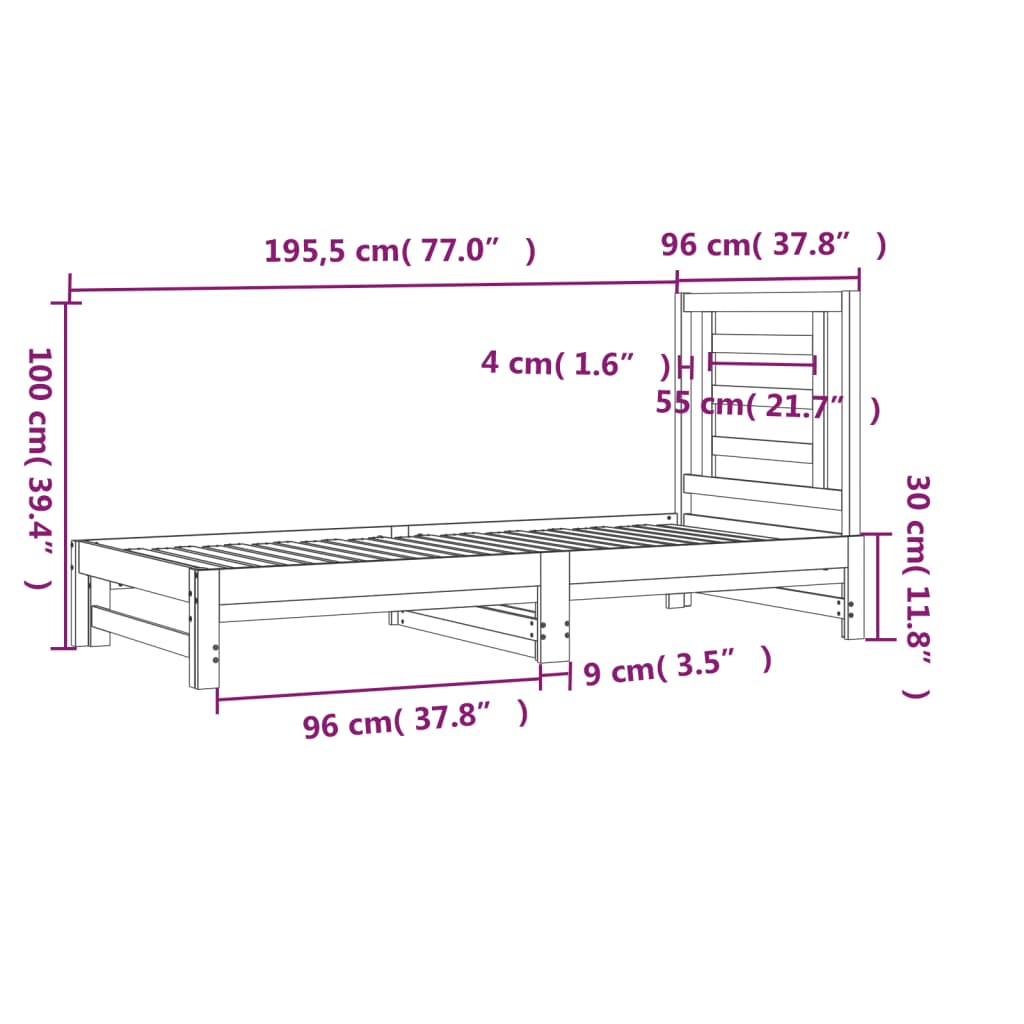 vidaXL Lit coulissant sans matelas blanc 2x(90x190) cm