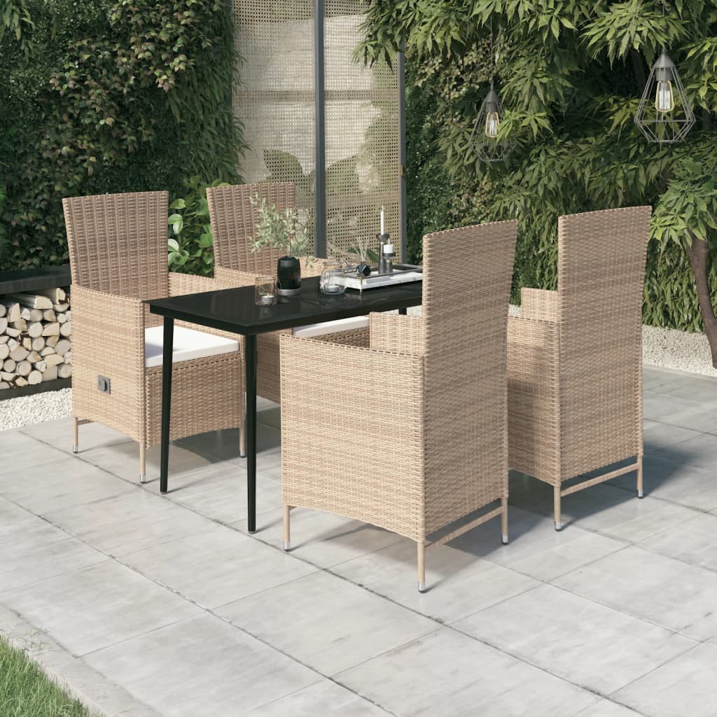 vidaXL Ensemble à manger de jardin avec coussins 5 pcs Beige