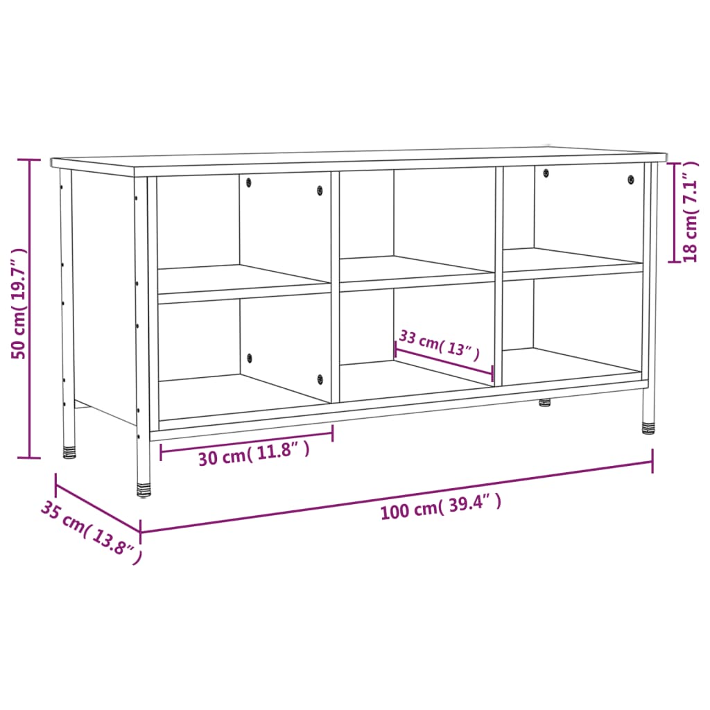 vidaXL Armoire à chaussures chêne sonoma 100x35x50cm bois d'ingénierie