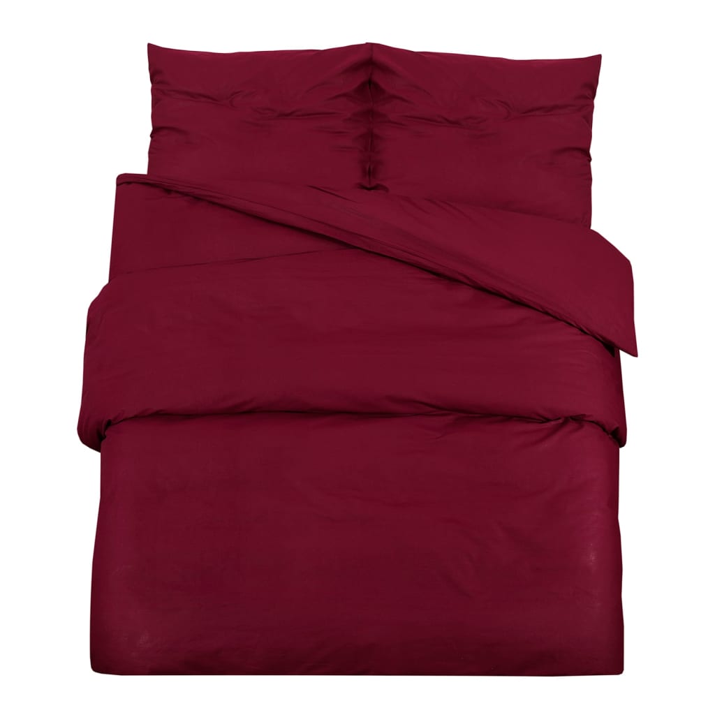 vidaXL Ensemble de housse de couette Bordeaux 135x200 cm Microfibre