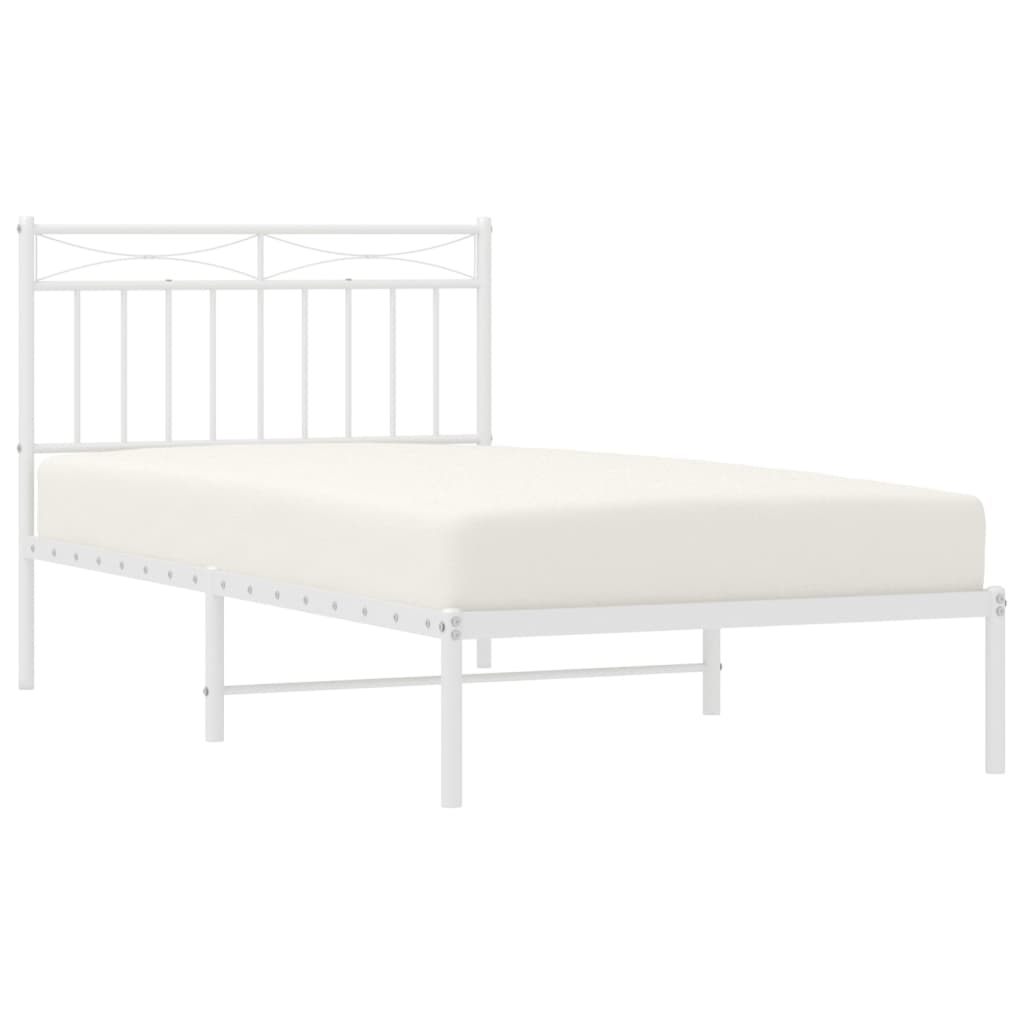 vidaXL Cadre de lit métal sans matelas et tête de lit blanc 100x190 cm