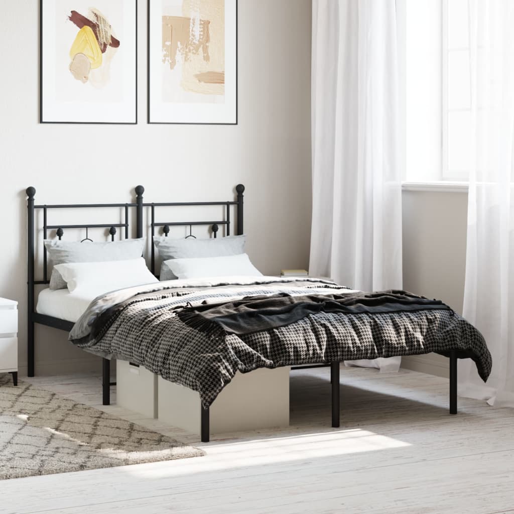 vidaXL Cadre de lit métal sans matelas avec tête de lit noir 120x190cm