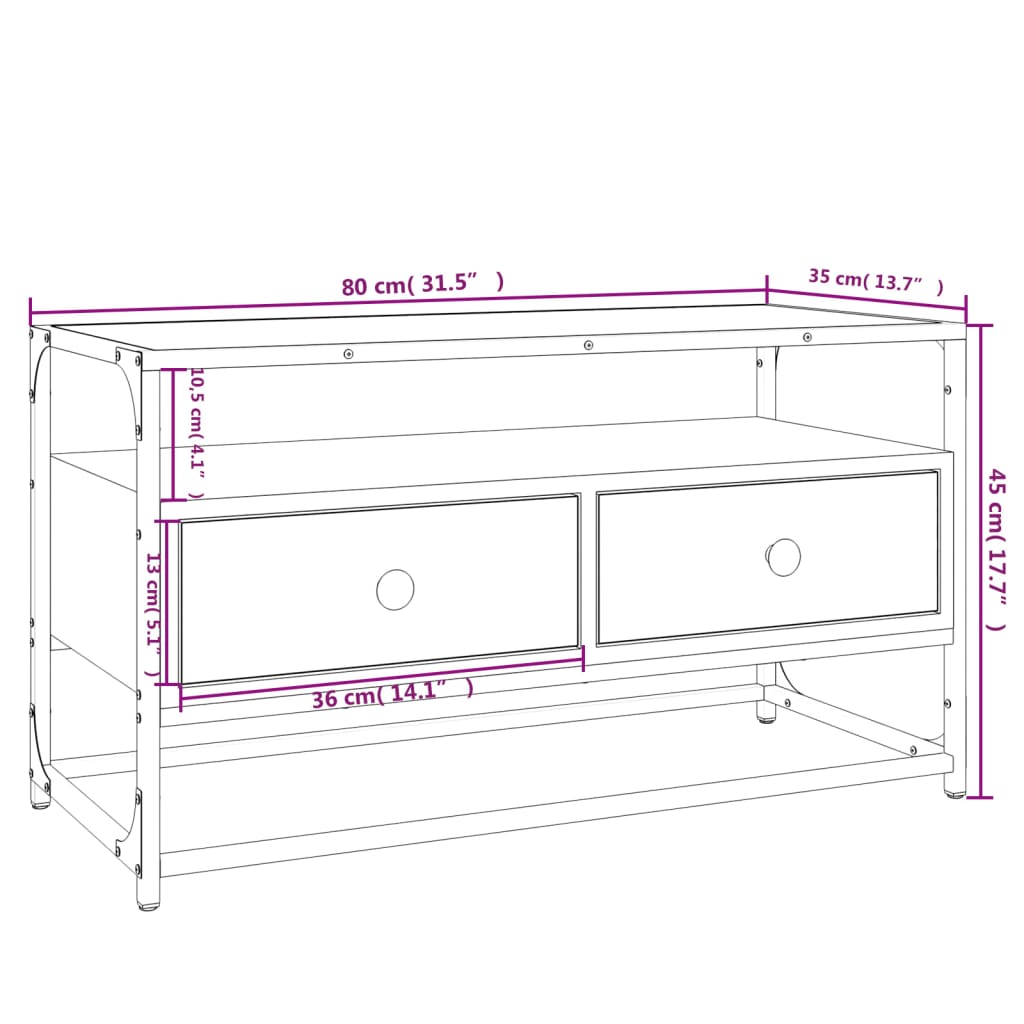 vidaXL Meuble TV sonoma gris 80x35x45 cm bois d'ingénierie