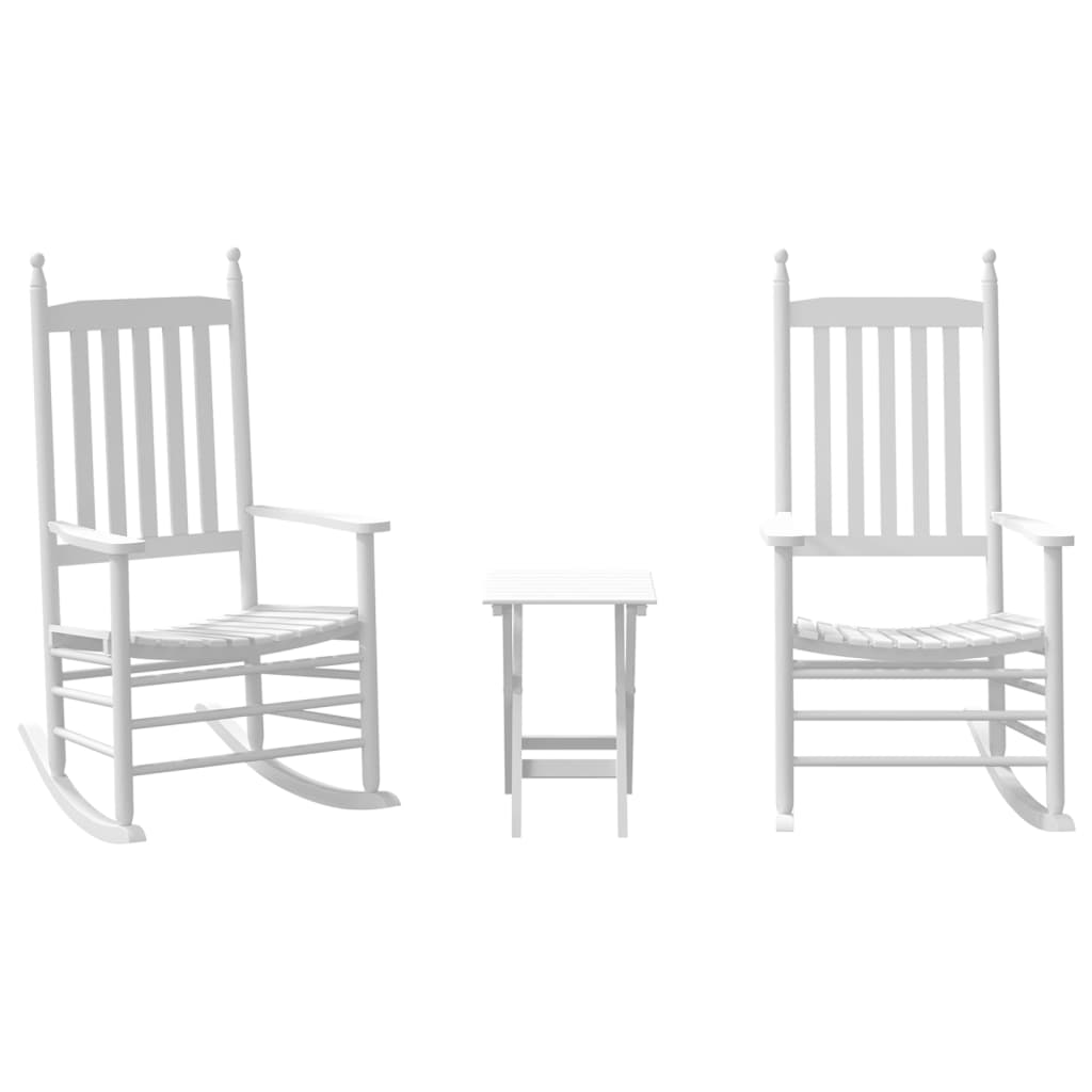 vidaXL Chaises à bascule lot de 2 table pliable blanc massif peuplier