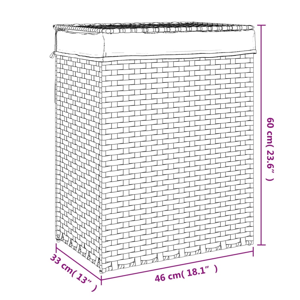 vidaXL Panier à linge avec couvercle blanc 46x33x60 cm résine tressée