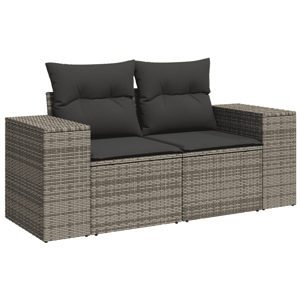 vidaXL Salon de jardin avec coussins 10 pcs gris résine tressée