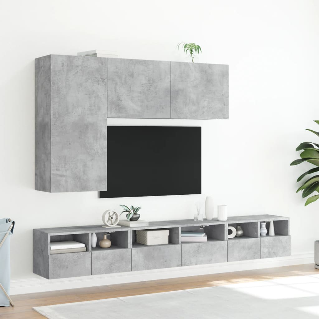 vidaXL Meuble TV mural gris béton 100x30x41 cm