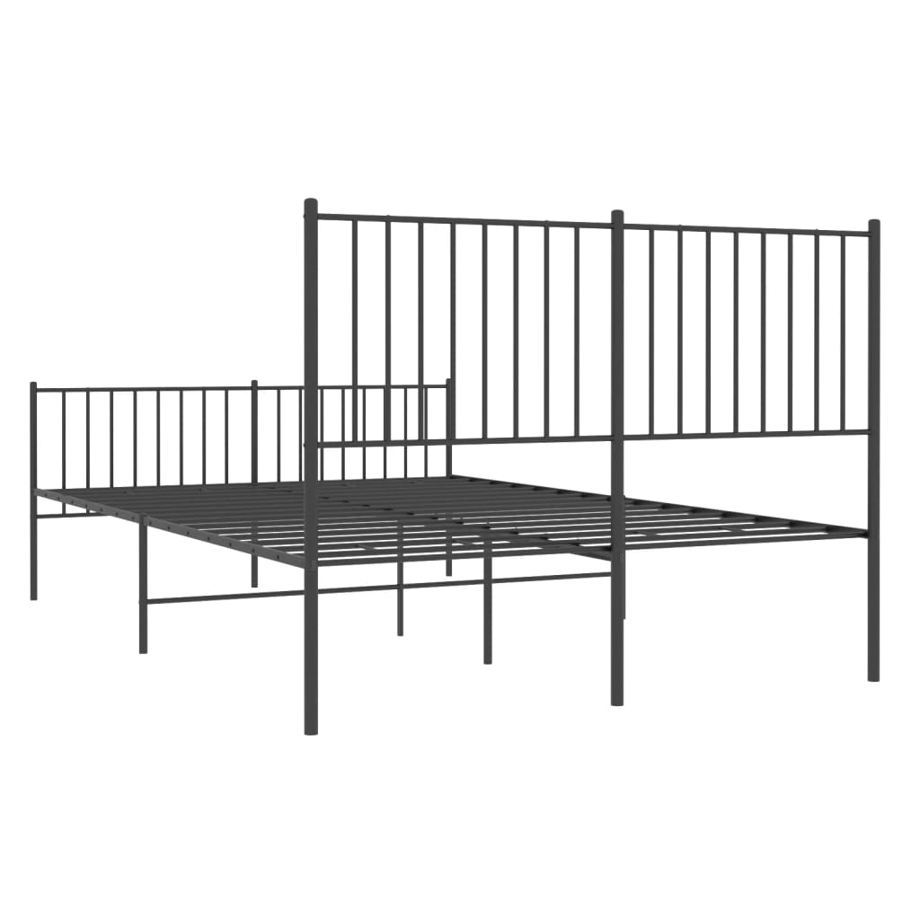 vidaXL Cadre de lit métal sans matelas avec pied de lit noir 140x200cm