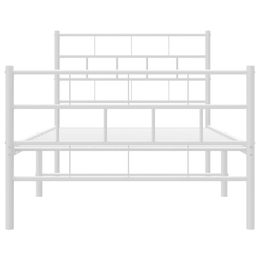 vidaXL Cadre de lit métal sans matelas et pied de lit blanc 107x203 cm