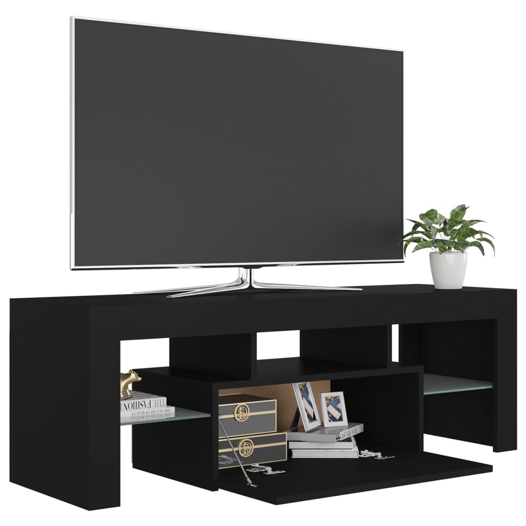 vidaXL Meuble TV avec lumières LED noir 120x35x40 cm