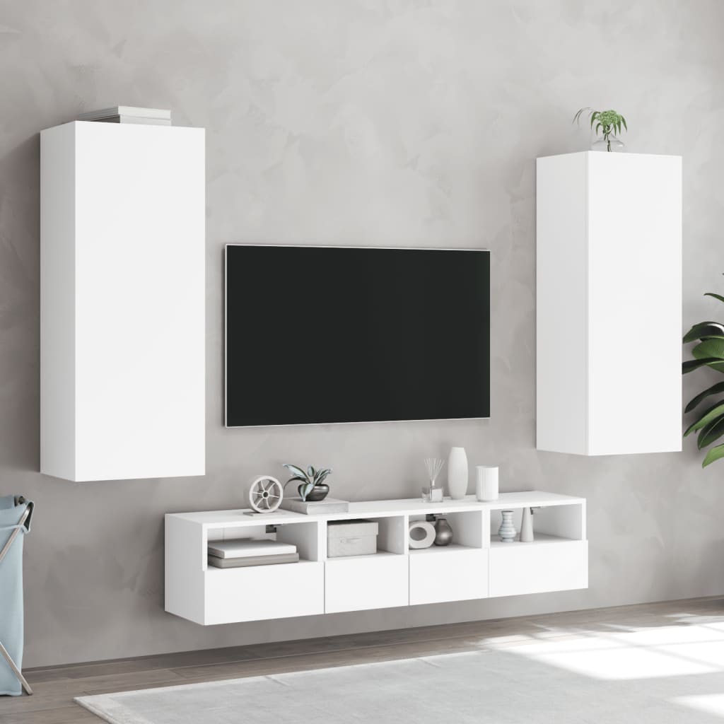 vidaXL Meuble TV mural blanc 40,5x30x90 cm bois d'ingénierie