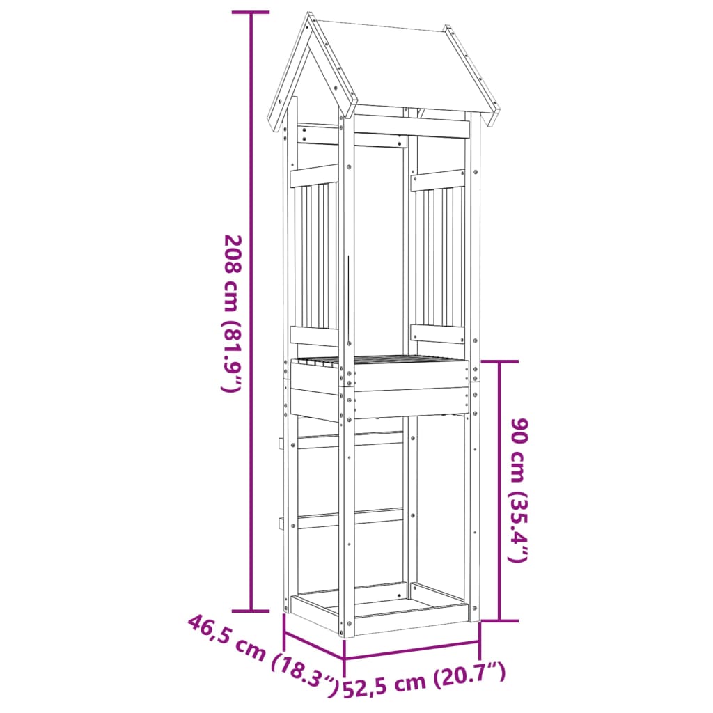 vidaXL Tour de jeu 52,5x46,5x208 cm bois de pin imprégné