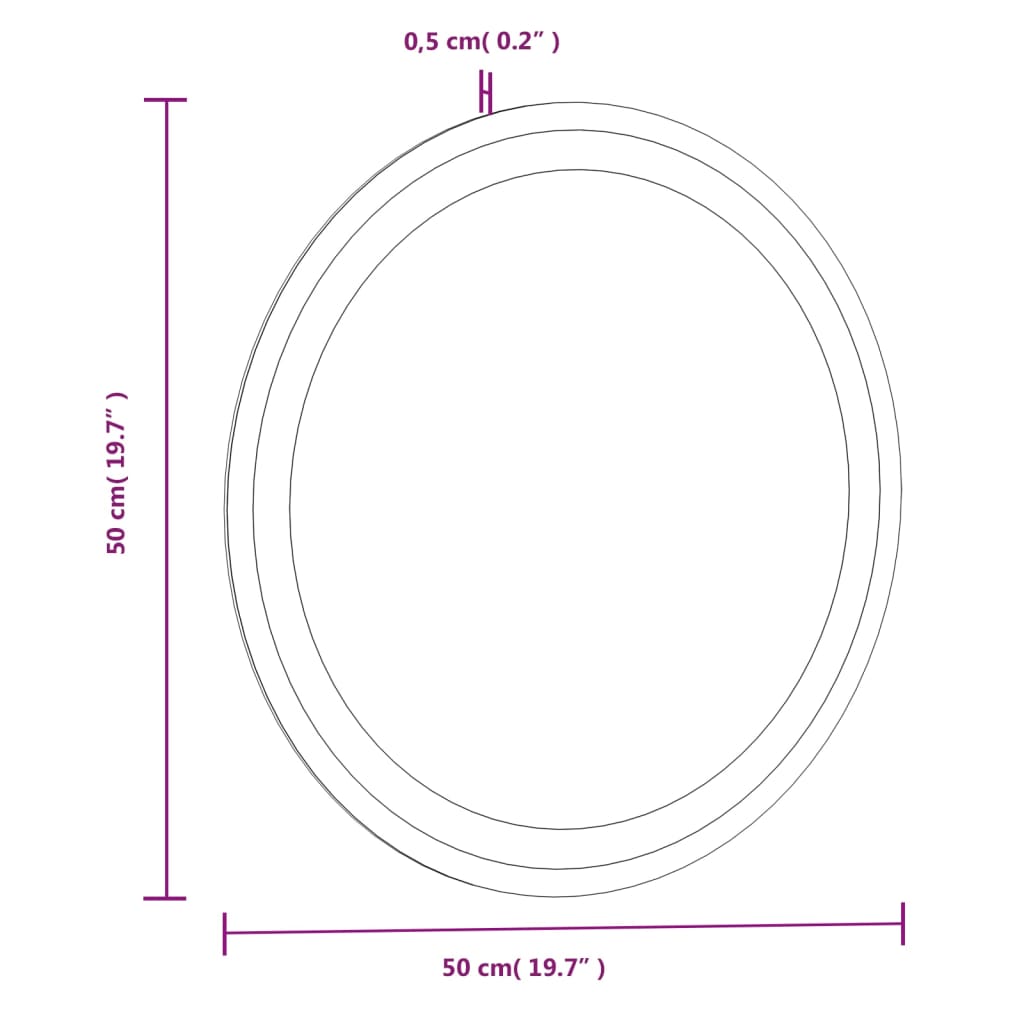 vidaXL Miroir de salle de bain à LED 50 cm rond