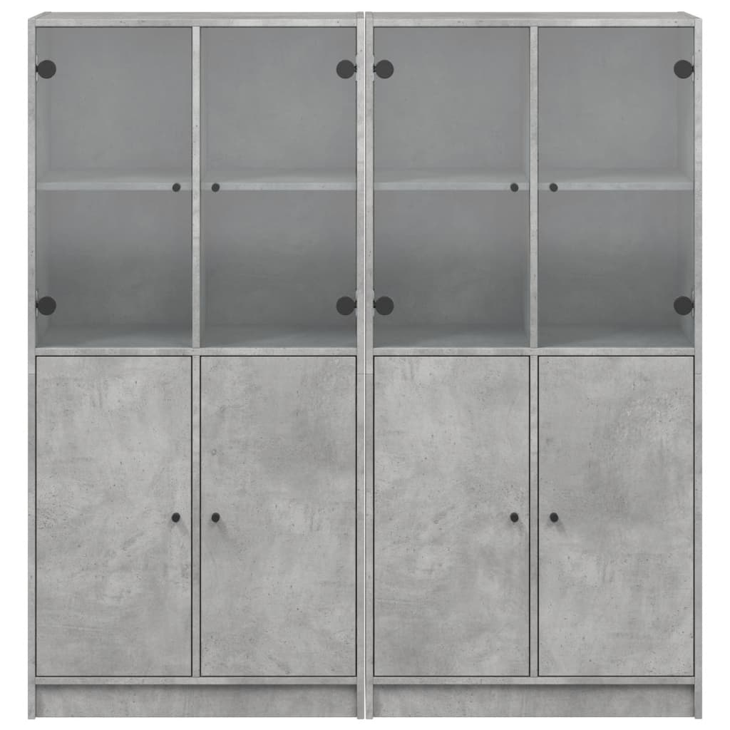 vidaXL Bibliothèque avec portes gris béton 136x37x142 cm